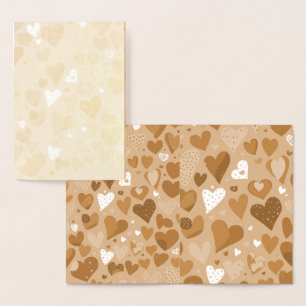 Brown-toned hearts pattern. foil card