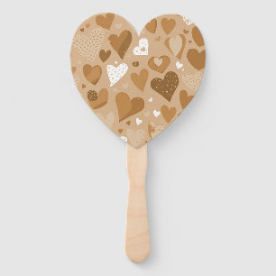 Brown-toned hearts pattern. hand fan