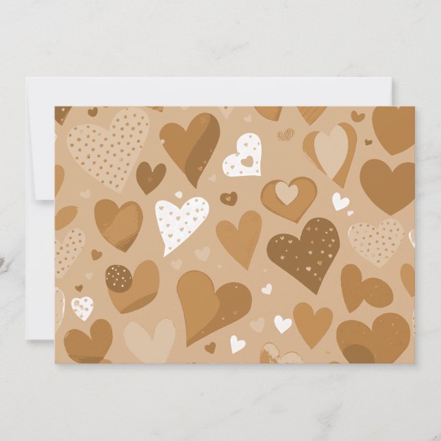 Brown-toned hearts pattern. invitation (Front)