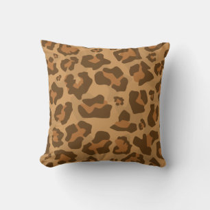 Brown tones leopard animal print pattern cushion