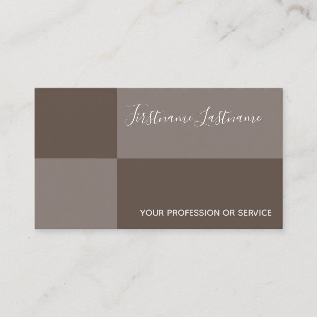 Brown tones rectangular earth brown calligraphy business card (Front)