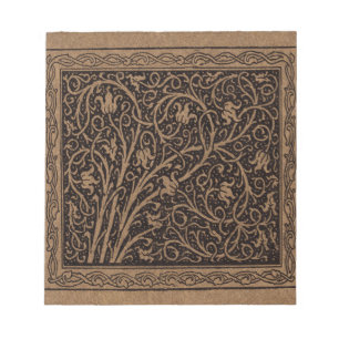Brown Tooled Leather Art Nouveau Floral Notepad