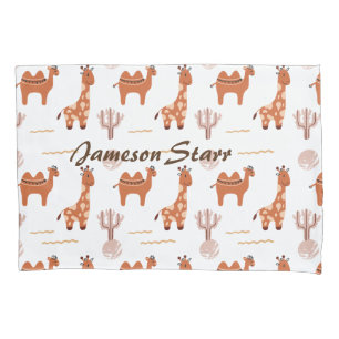 Brown Toy Cactus Camel Llama Animal Wildlife Name Pillowcase