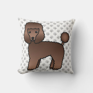Brown Toy Poodle Cute Cartoon Dog Cushion