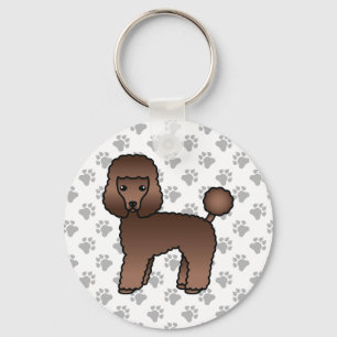Brown Toy Poodle Cute Cartoon Dog Key Ring