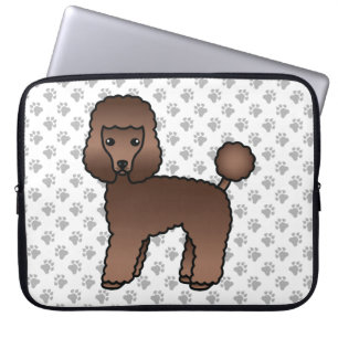 Brown Toy Poodle Cute Cartoon Dog Laptop Sleeve