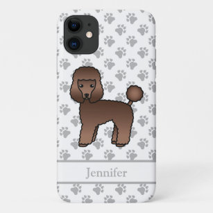 Brown Toy Poodle Cute Cartoon Dog & Name Case-Mate iPhone Case