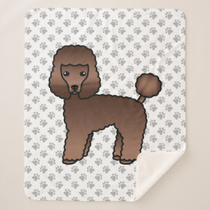 Brown Toy Poodle Cute Cartoon Dog Sherpa Blanket