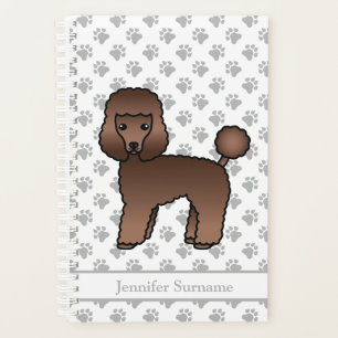 Brown Toy Poodle Cute Cartoon Dog & Text Planner