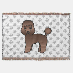 Brown Toy Poodle Cute Cartoon Dog Throw Blanket