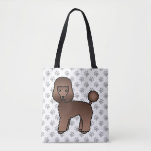 Brown Toy Poodle Cute Cartoon Dog Tote Bag