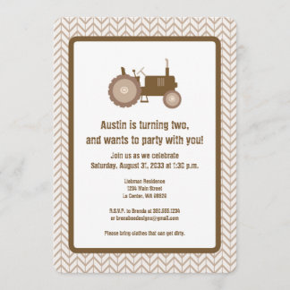 Brown Tractor Invitation