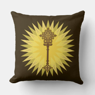 Brown Traditional Ethiopian Cross Design Cushion