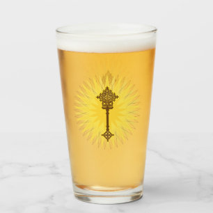Brown Traditional Ethiopian Cross Design Glass
