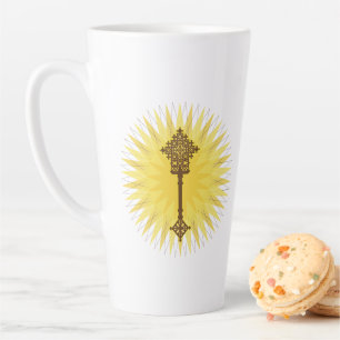 Brown Traditional Ethiopian Cross Design Latte Mug