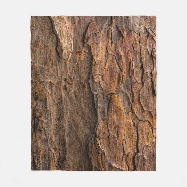 Brown tree bark in closeup photography fleece blanket (Front)