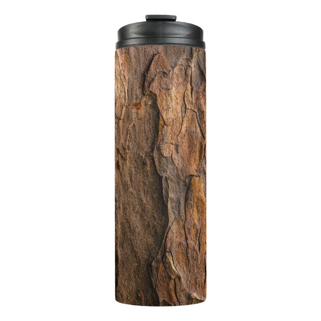Brown tree bark in closeup photography thermal tumbler (Front)