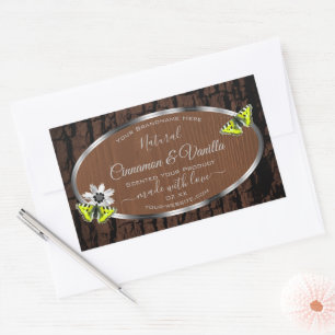 Brown Tree Bark with Silver Frame Product Labels