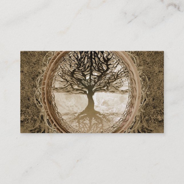 Brown Tree of Life Pattern Business Card (Front)
