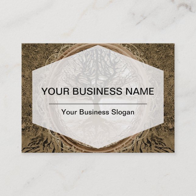 Brown Tree of Life Pattern Business Card (Front)