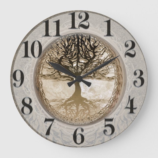 Brown Tree of Life Pattern Large Clock (Front)