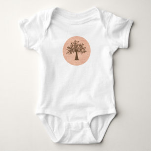 Brown Tree on Pink Baby Bodysuit