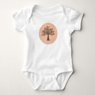 Brown Tree on Pink Baby Bodysuit