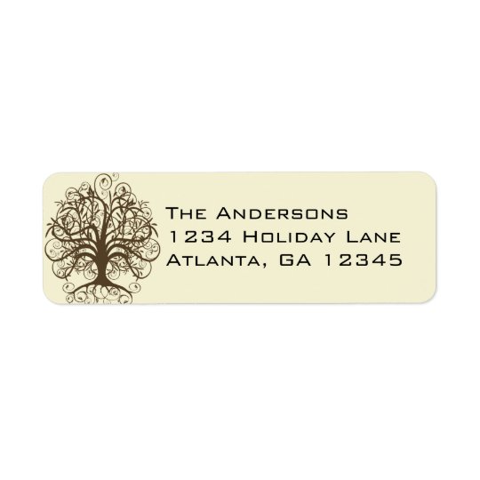 Brown Tree Swirls Labels
