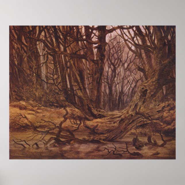 Brown Tree Trunks in an Autumnal Woodland Forest Poster (Front)