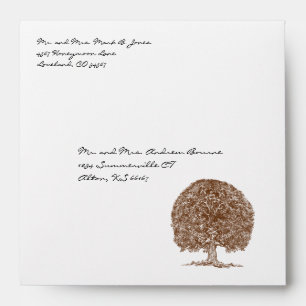 Brown Tree Wedding Envelopes