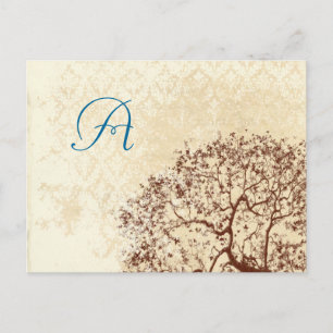 Brown Tree Wedding Monogram Response Card
