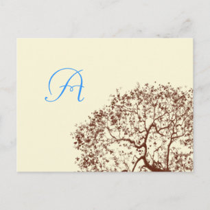 Brown Tree Wedding Monogram Response Card