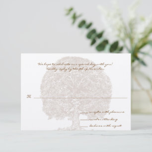 Brown Tree Wedding Monogram Response Card