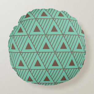 Brown Triangles Modern Pattern Custom Background Round Cushion