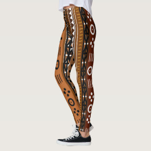 Brown Tribal Boho Design Leggings