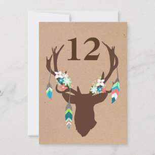 Brown Tribal Deer Head Reception Table Number