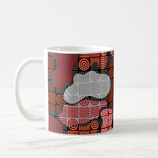 Brown tribal geometric background in block patchwo coffee mug (Left)