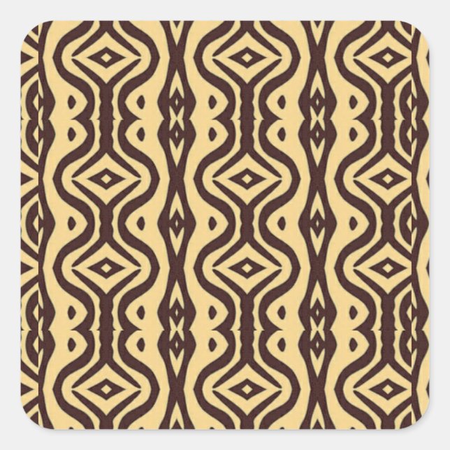Brown tribal pattern square sticker (Front)
