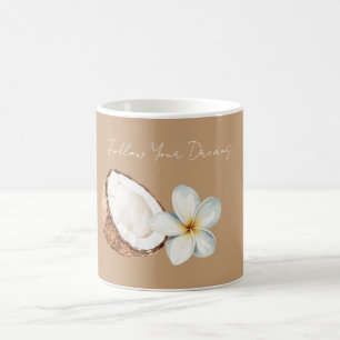 Brown Tropical Coconut Plumeria Flower   Coffee Mug