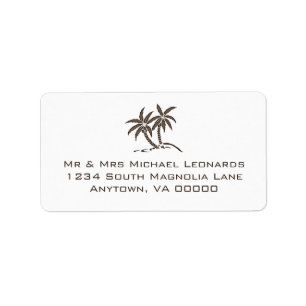 Brown Tropical Twin Palm Trees RSVP Address Labels