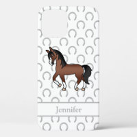 Brown Trotting Horse Cute Cartoon Illustration