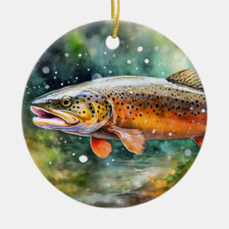 Brown Trout Ceramic Ornament