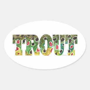 Brown Trout Design Oval Sticker