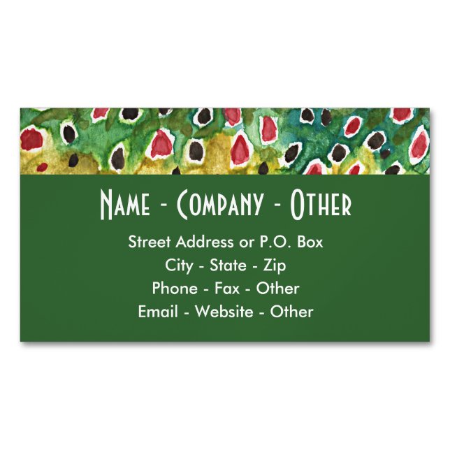 Brown Trout Fisherman's Magnetic Business Card (Front)