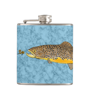 Brown Trout Fishing Hip Flask