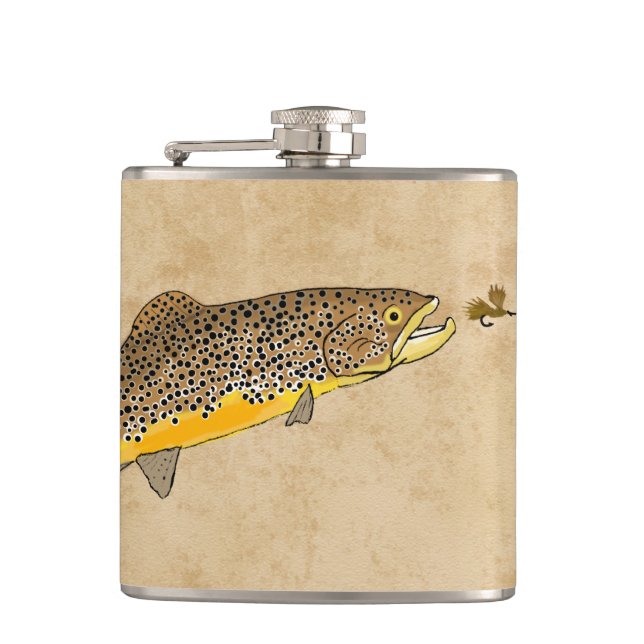 Brown Trout Fishing Hip Flask (Front)