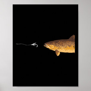 Brown Trout Fishing Hook Fisherman Angler Men Wome Poster