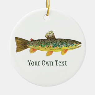 Brown Trout Fishing, Ichthyology Ceramic Tree Decoration