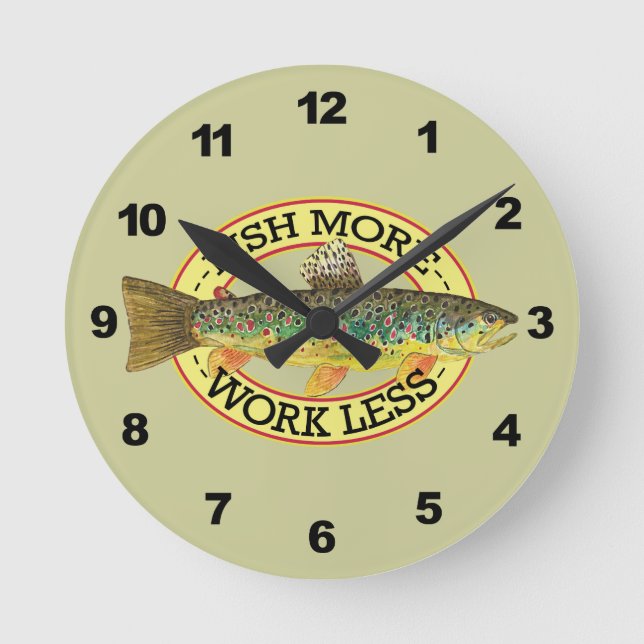 Brown Trout Fishing Round Clock (Front)