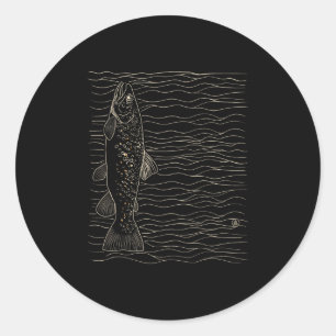 Brown Trout Fly Fishing Dry Fly Tying Fisherman Classic Round Sticker